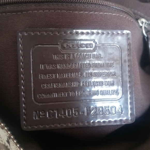 Coach Brown /Beige Canvas And Patent Leather Top Tote - Picture 5 of 5